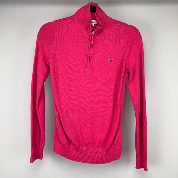 Vineyard Vines Sweaters - VINEYARD VINES Bright Pink 1/4 Zip Pullover Sweater Small